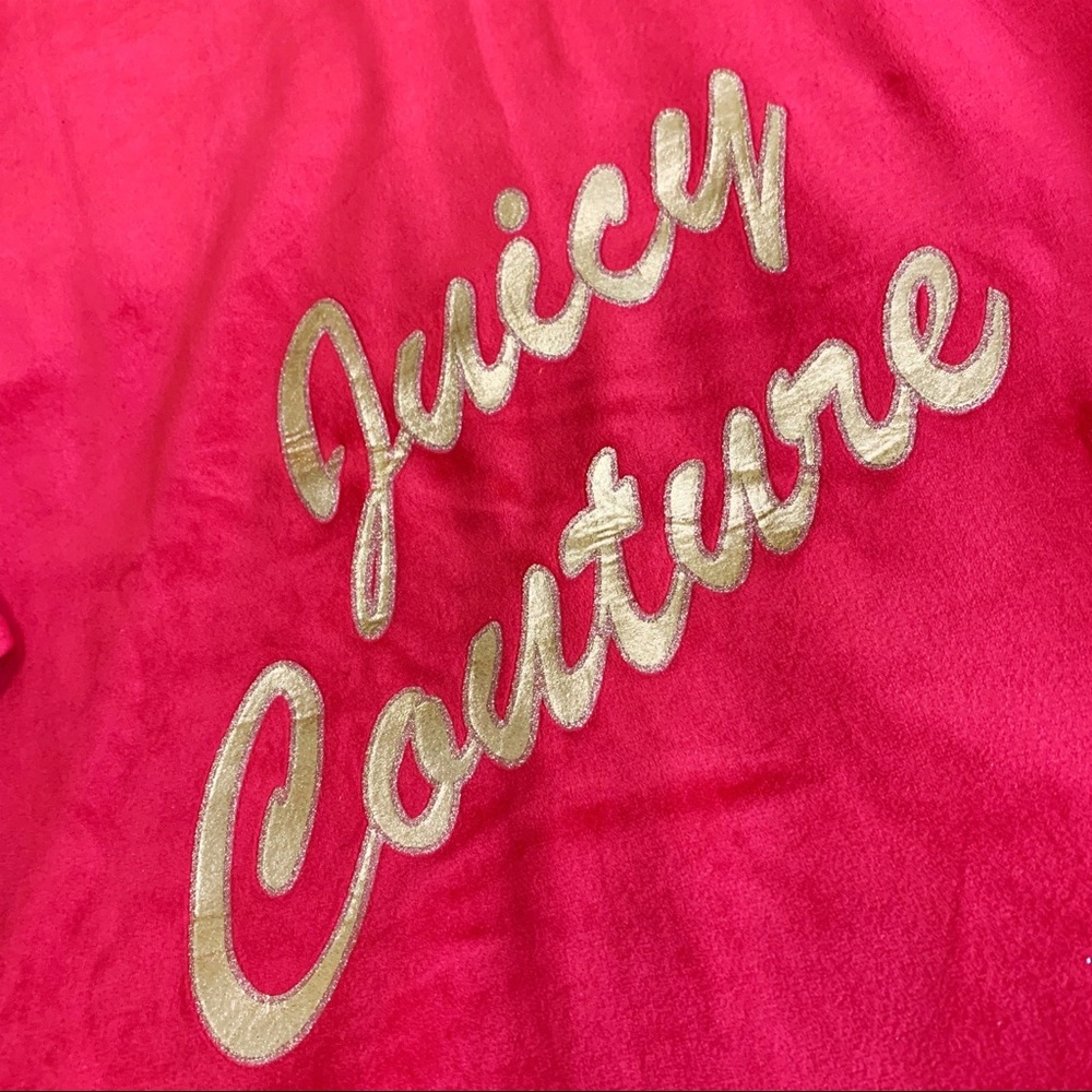 Juicy Couture Red Velvet zip up hoodie Gold cursive lettering logo on back Med - Picture 6 of 6